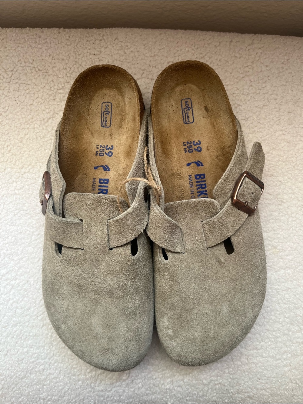Birkenstock Suede Clog Mules in Taupe - Picture 4 of 5